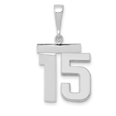 Number 15 Charm 14k White Gold Polished Medium WMP15, MPN: WMP15, 196904076156