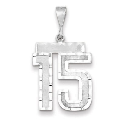 Number 15 Charm 14k white Gold Large Diamond -cut WLN15, MPN: WLN15, 883957123448