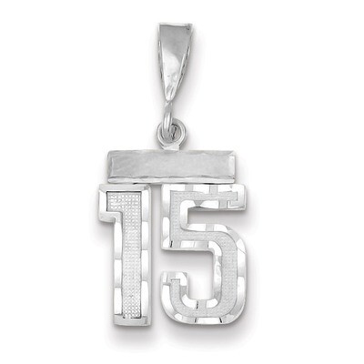 Number 15 Charm Small Diamond -cut 14k white Gold WSN15, MPN: WSN15, 883957111551