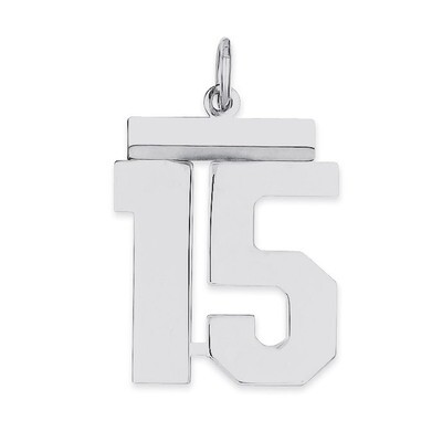 Pendant Number 15 Polished Sterling Silver Medium QMS15, MPN: QMS15, 191101277887