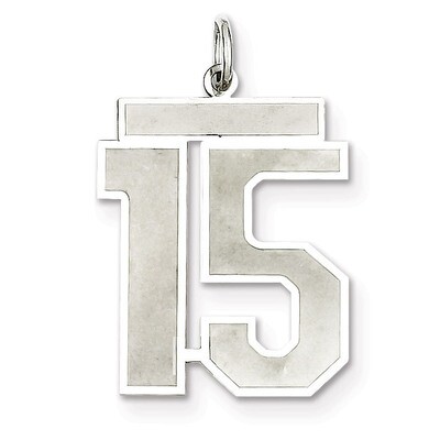 Pendant Number 15 Satin Sterling Silver Large QPP15, MPN: QPP15, 191101281549