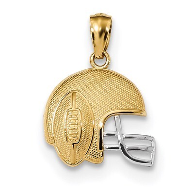 Satin &amp; Polished Football on Helmet Pendant 14k Gold &amp; Rhodium K6145, MPN: K6145, 886774013350