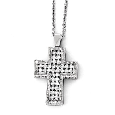 Polished with Crystal Cross Necklace - Stainless Steel SRN1978-24 by Chisel, MPN: SRN1978-24, 19110…