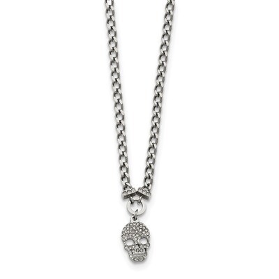Crystal Skull Necklace Stainless Steel Polished SRN2164-18 by Chisel, MPN: SRN2164-18, 191101383724