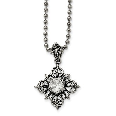 Glass Necklace Stainless Steel Antiqued Polished SRN2208-24 by Chisel, MPN: SRN2208-24, 886774670607