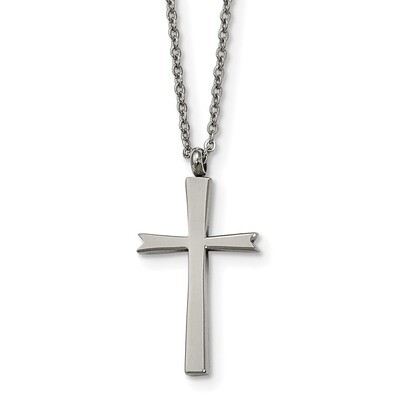 Cross Necklace Stainless Steel Polished SRN1854-18 by Chisel, MPN: SRN1854-18, 886774750408