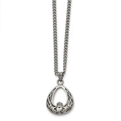 Claddagh Necklace Stainless Steel Polished SRN1792-18 by Chisel, MPN: SRN1792-18, 191101647611