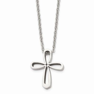 Cross Necklace Stainless Steel Polished SRN1478-18 by Chisel, MPN: SRN1478-18, 886774672755
