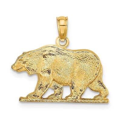 Bear Charm 14k Gold Textured K6515, MPN: K6515, 637218001507