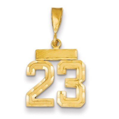 Number 23 Charm 14k Gold Small Diamond-cut SN23, MPN: SN23, 883957042756