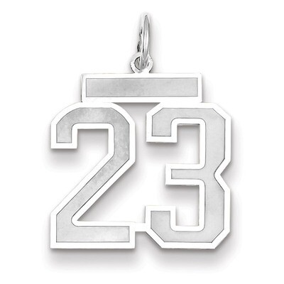 Number 23 Charm Medium Satin 14k white Gold WSM23, MPN: WSM23, 883957077291