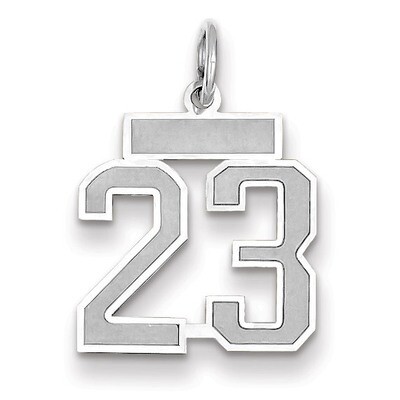 Number 23 Charm Small Satin 14k white Gold WSS23, MPN: WSS23, 883957071152