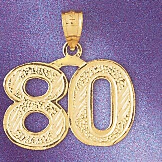 Dazzlers Jewelry Number 80 Pendant Necklace Charm Bracelet in Yellow, White or Rose Gold 950980, MP…