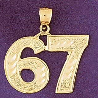 Dazzlers Jewelry Number 67 Pendant Necklace Charm Bracelet in Yellow, White or Rose Gold 950967, MP…