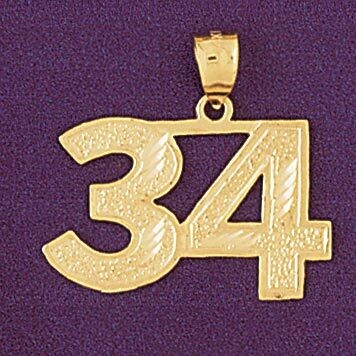 Dazzlers Jewelry Number 34 Pendant Necklace Charm Bracelet in Yellow, White or Rose Gold 950934, MP…