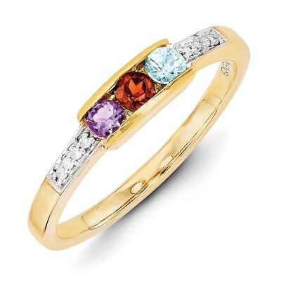 3 Birthstones Family Jewelry Diamond Semi-Set Ring 14k Yellow Gold XMR42/3, MPN: XMR42/3, 883957380…