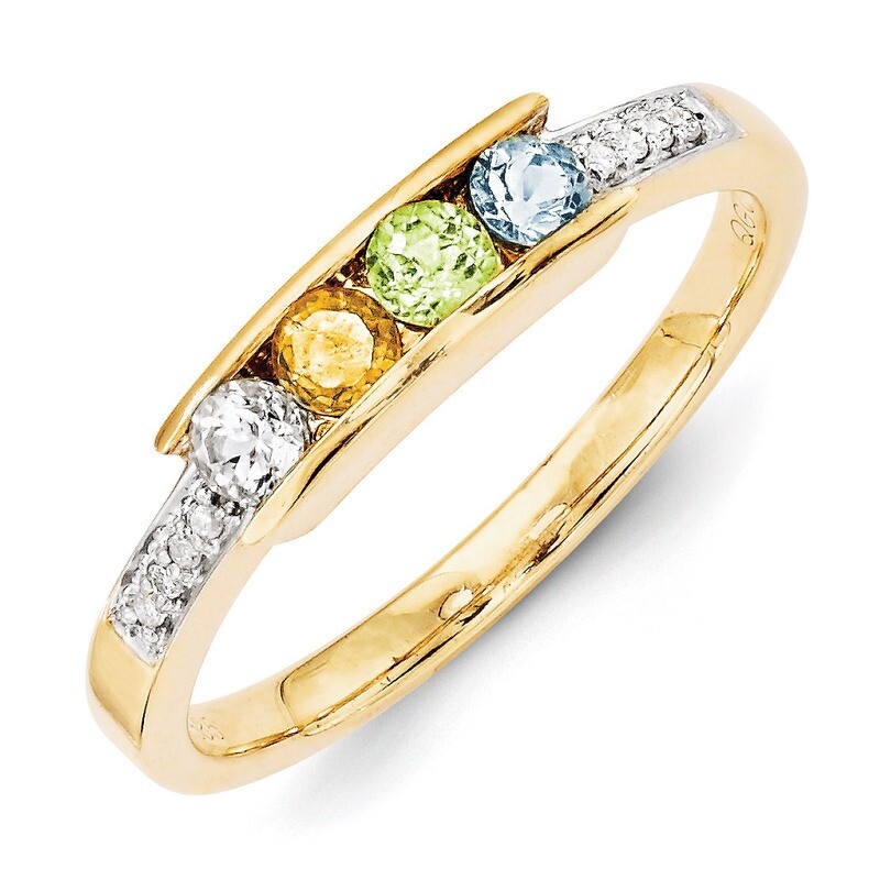 4 Birthstones Family Jewelry Diamond Semi-Set Ring 14k Yellow Gold XMR42/4, MPN: XMR42/4, 883957418…