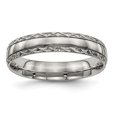 Criss Cross Design Ring Titanium Polished Grooved TB448, MPN: TB448, 886774532677