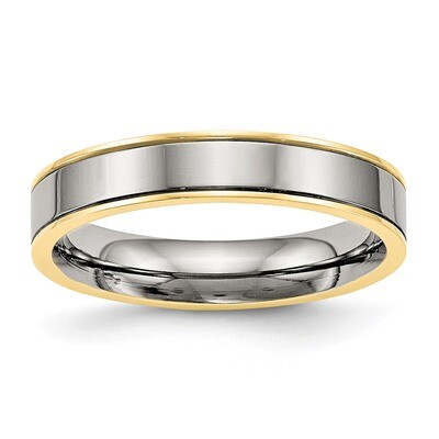 Yellow IP Grooved Comfort Back Ring Titanium Polished TB471 by Chisel, MPN: TB471, 886774438757