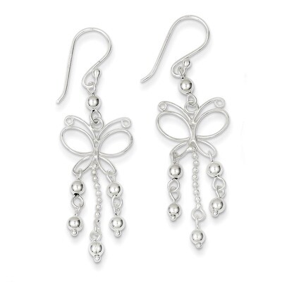 Butterfly Dangle Earrings Sterling Silver QE8912, MPN: QE8912, 886774749952