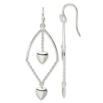 Dangle Hearts Dangle Earrings Sterling Silver Polished QE16461, MPN: QE16461, 196904167830