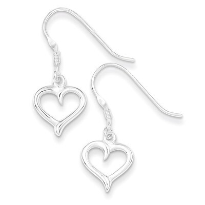 Heart Dangle Earrings Sterling Silver Polished QE6994, MPN: QE6994, 723252730692