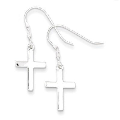 Cross Dangle Earrings Sterling Silver Polished QE6915, MPN: QE6915, 886774760865