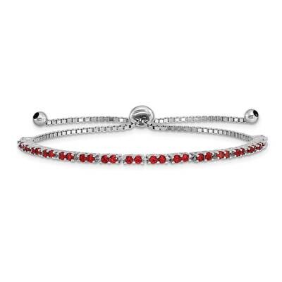 July Birthstone Red CZ Diamond Adj Bracelet Sterling Silver Rhodium-plated QG4757JUL, MPN: QG4757JU…