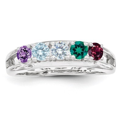 5 Birthstones 3mm family jewelry ring Sterling Silver XMR71/5SS, MPN: XMR71/5SS, 883957870168