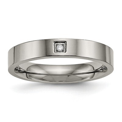 Flat Comfort Back Diamond CZ Ring Titanium Polished TB468 by Chisel, MPN: TB468, 191101627699