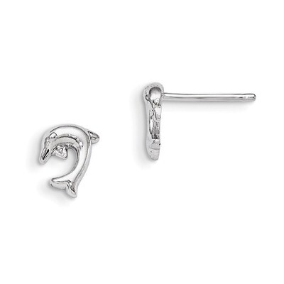 Dolphin Post Earrings Sterling Silver Rhodium Plated QE8668, MPN: QE8668, 883957018621