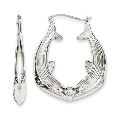 Dolphin Hoop Earrings Sterling Silver Rhodium-plated QE4707, MPN: QE4707, 883957933108