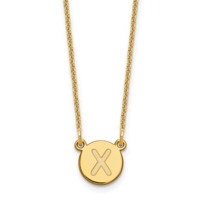 Tiny Circle Block Initial Letter X Necklace 14k Gold XNA722Y/X, MPN: XNA722Y/X, 196904089958