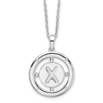 White Ice .025Ct. Diamond Initial x Necklace Sterling Silver QW499X-18, MPN: QW499X-18, 191101479014