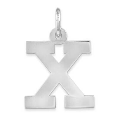 Medium Block Initial X Charm Sterling Silver Rhodium-plated QC5095X, MPN: QC5095X, 883957603865