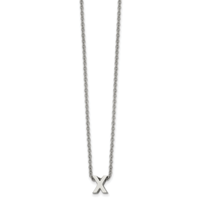 letter X 2 Inch Extension 18 Inch Necklace Stainless Steel Polished SRN2497X-18 by Chisel, MPN: SRN…