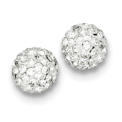 10mm White Diamondech Crystal Post Earrings Sterling Silver QE9539, MPN: QE9539, 883957579023
