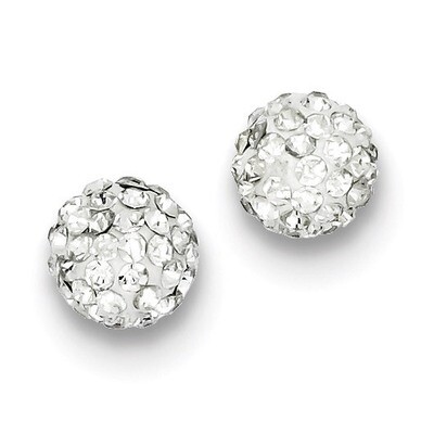 8mm White Diamondech Crystal Post Earrings Sterling Silver QE9538, MPN: QE9538, 886774372839