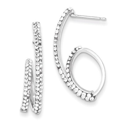 Sterling Silver Stellux Crystal Dangle Post Earrings QE9497