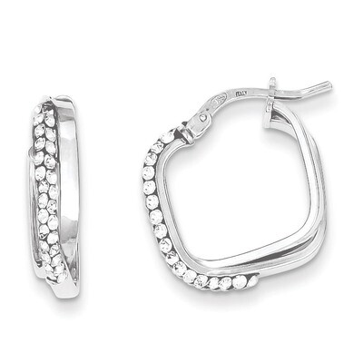 Sterling Silver Stellux Crystal Square Hoop Earrings QE9488