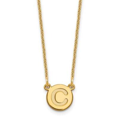 Tiny Circle Block Initial Letter C Necklace 14k Gold XNA722Y/C, MPN: XNA722Y/C, 196904087626