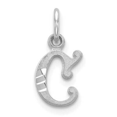 Diamond-Cut Initial C Charm 10k White Gold 10WCH139-C, MPN: 10WCH139-C,