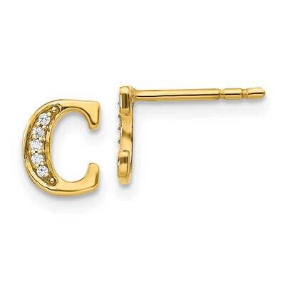 Initial C Earrings 14k Gold Diamond EM4170C-004-YA, MPN: EM4170C-004-YA, 883957261447