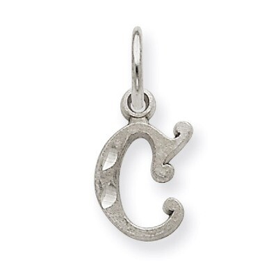 Diamond-cut Initial C Charm 14k White Gold WCH139-C, MPN: WCH139-C, 883957130569