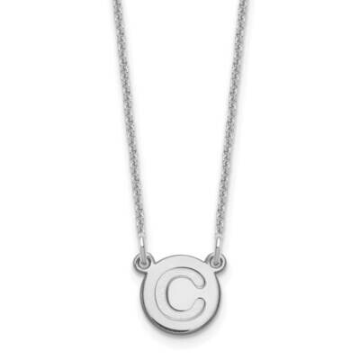 Tiny Circle Block Initial Letter C Necklace 14k White Gold XNA722W/C, MPN: XNA722W/C, 196904084977
