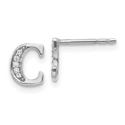 Initial C Earrings 14k White Gold Diamond EM4170C-004-WA, MPN: EM4170C-004-WA, 883957376592