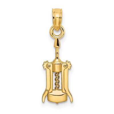 Wine Opener Charm 14k Gold 2-D K7294, MPN: K7294, 637218180653