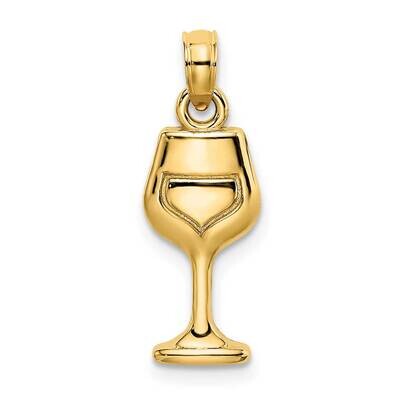 Wine Glass Charm 14k Gold 2-D K7293, MPN: K7293, 637218180608
