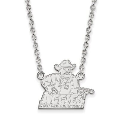 New Mexico State University Large Pendant with Chain Necklace 14k White Gold 4W007NMS-18, MPN: 4W00…