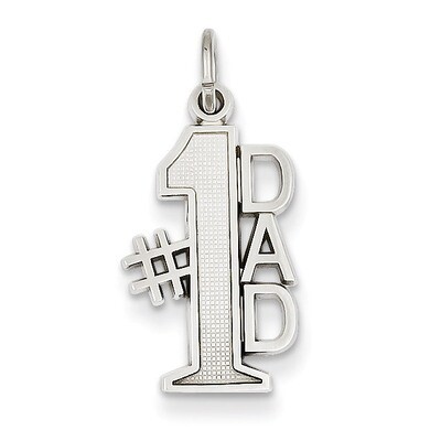 Polished #1 Dad Charm 14k White Gold D1088, MPN: D1088, 886774092133